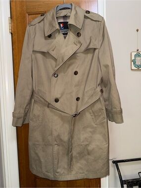 Vintage Men’s EUC Harbor Master by John Weitz belted trench coat plaid lined 40S